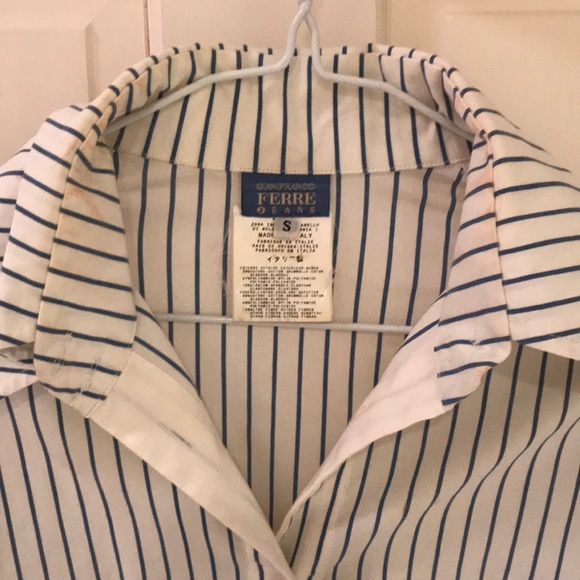 Gianfranco Ferre Jeans stripe blouse w/cuffs, S - Picture 2 of 7
